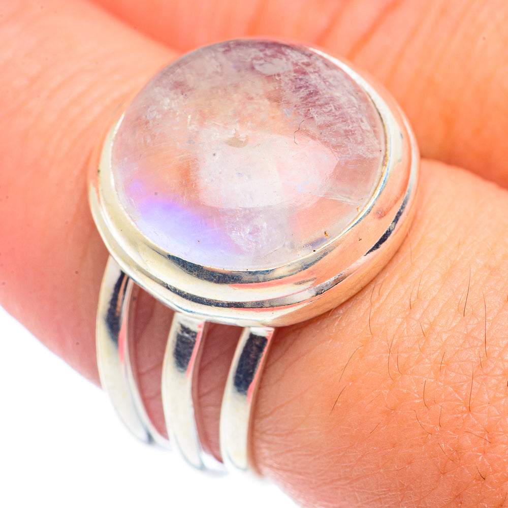 Rainbow Moonstone Rings handcrafted by Ana Silver Co - RING71563