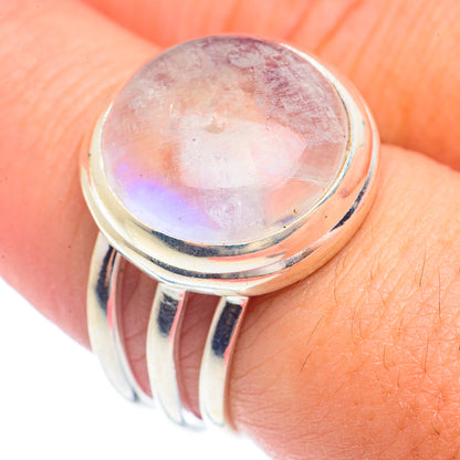 Rainbow Moonstone Rings handcrafted by Ana Silver Co - RING71563