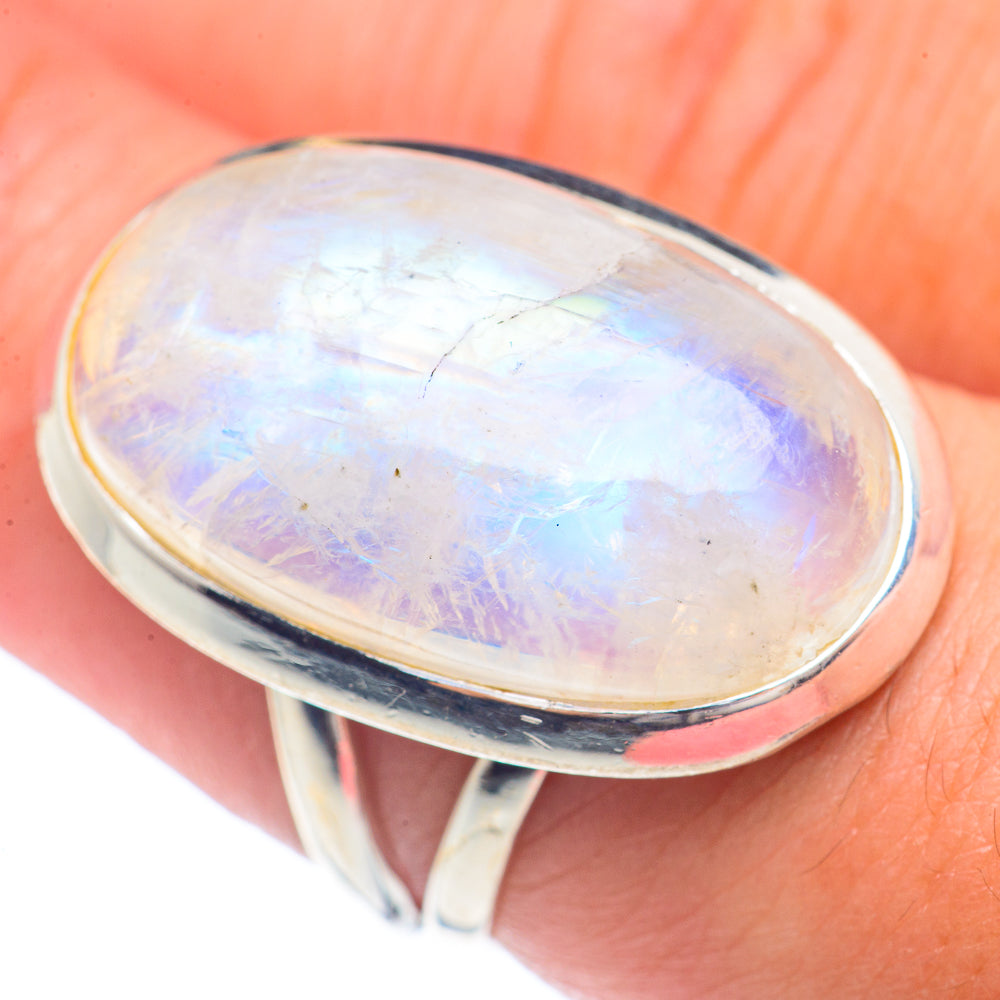Rainbow Moonstone Rings handcrafted by Ana Silver Co - RING71564