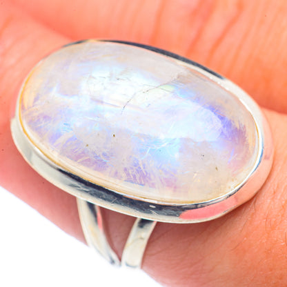 Rainbow Moonstone Rings handcrafted by Ana Silver Co - RING71564