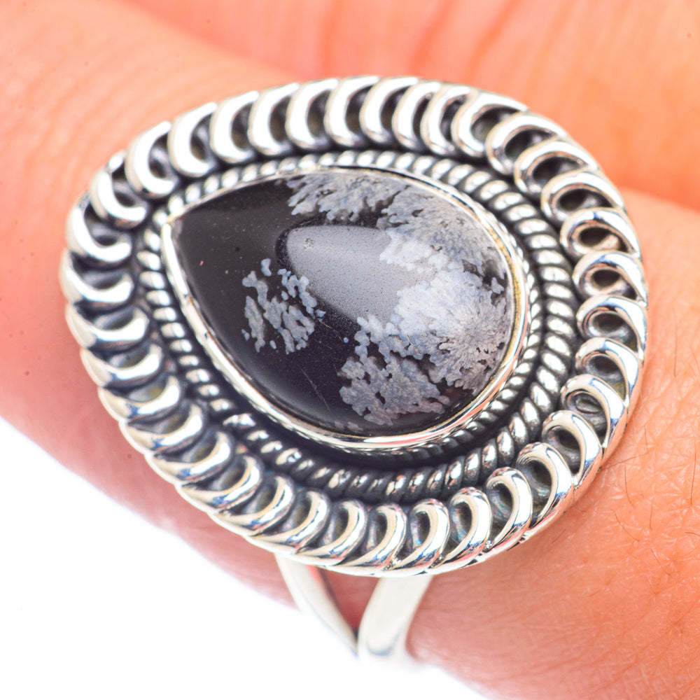 Snowflake Obsidian Rings handcrafted by Ana Silver Co - RING71598