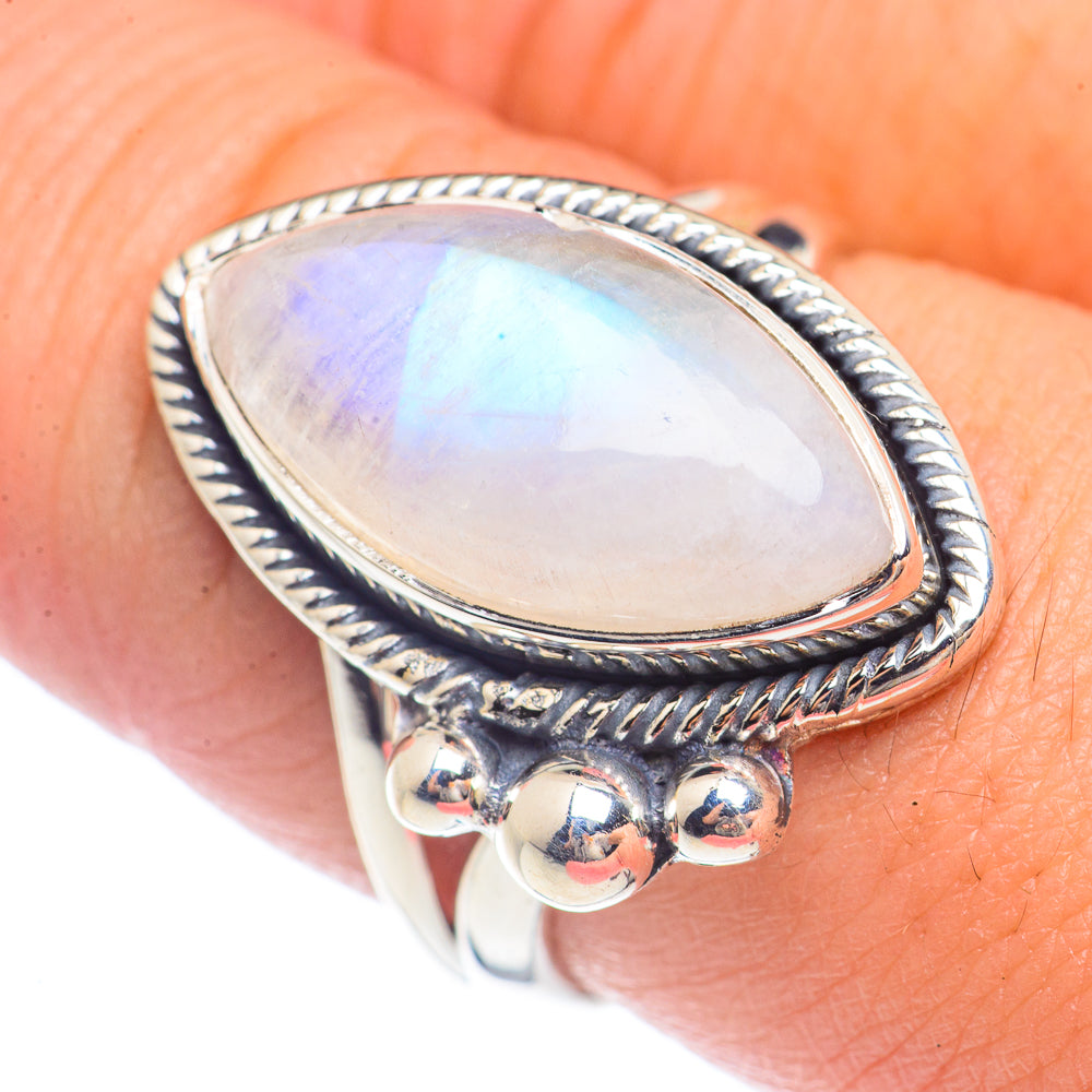Rainbow Moonstone Rings handcrafted by Ana Silver Co - RING71600