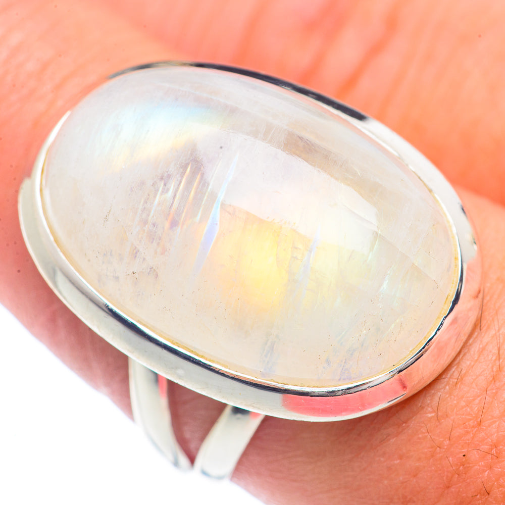 Rainbow Moonstone Rings handcrafted by Ana Silver Co - RING71637