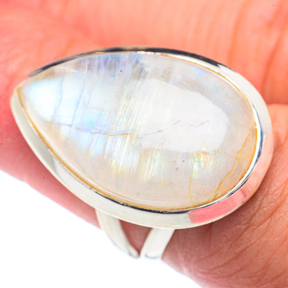 Rainbow Moonstone Rings handcrafted by Ana Silver Co - RING71640