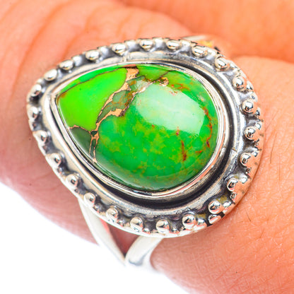 Green Copper Composite Turquoise Rings handcrafted by Ana Silver Co - RING71652