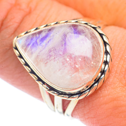 Rainbow Moonstone Rings handcrafted by Ana Silver Co - RING71673