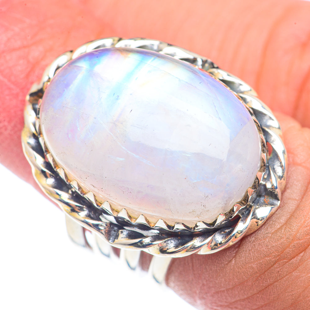 Rainbow Moonstone Rings handcrafted by Ana Silver Co - RING71676