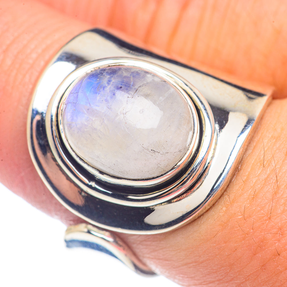 Rainbow Moonstone Rings handcrafted by Ana Silver Co - RING71677