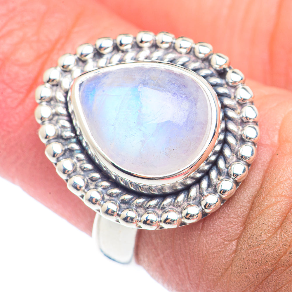 Rainbow Moonstone Rings handcrafted by Ana Silver Co - RING71712
