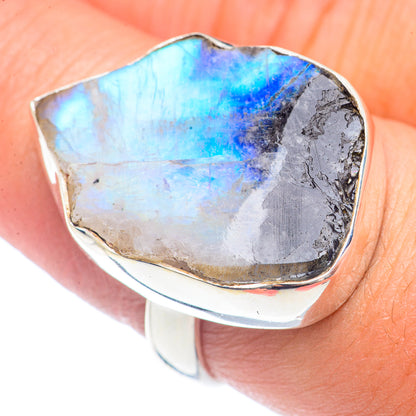 Rainbow Moonstone Rings handcrafted by Ana Silver Co - RING71713
