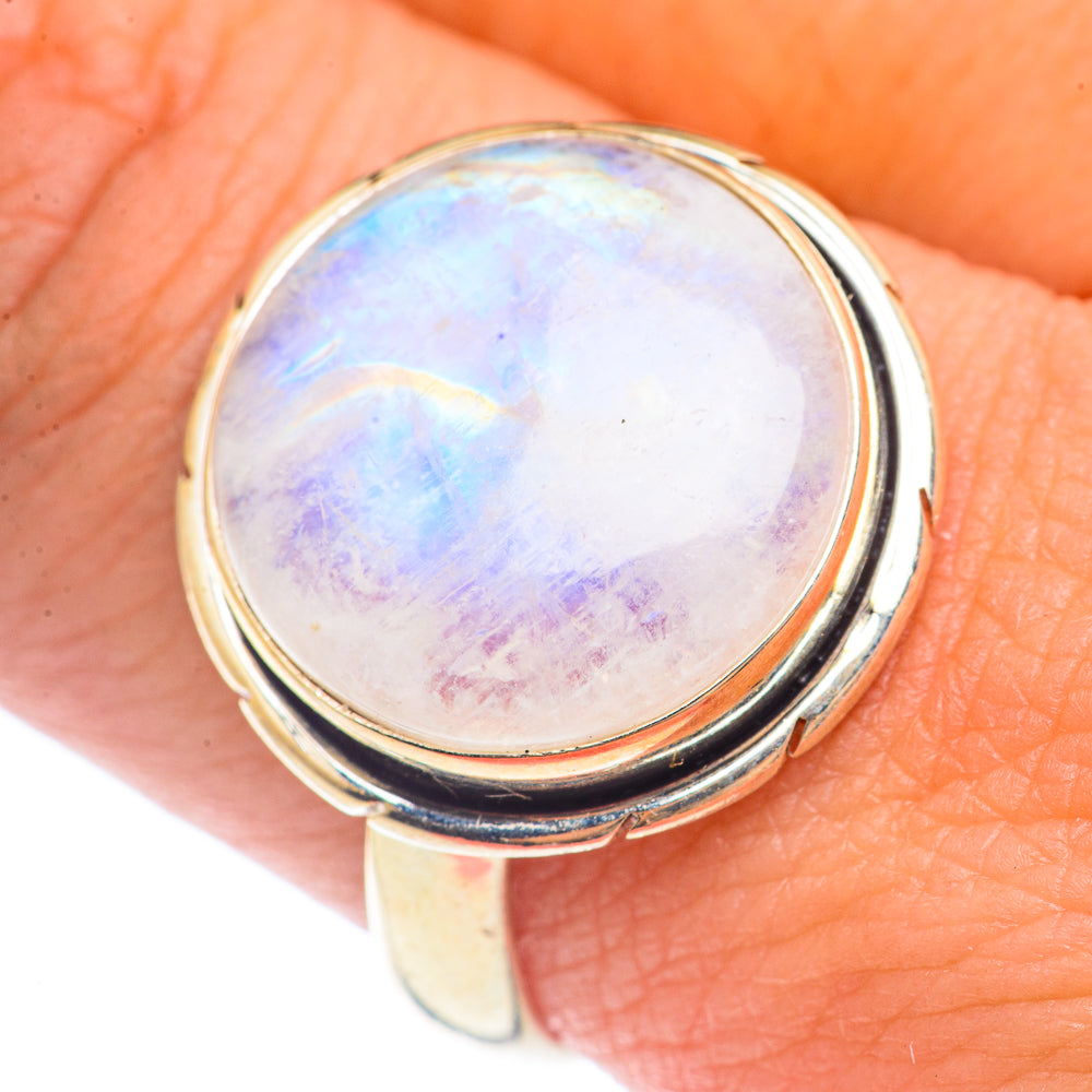 Rainbow Moonstone Rings handcrafted by Ana Silver Co - RING71715