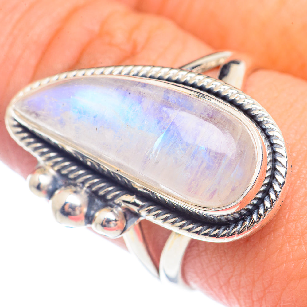 Rainbow Moonstone Rings handcrafted by Ana Silver Co - RING71716