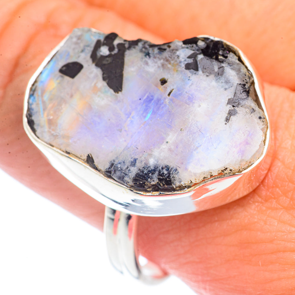Rainbow Moonstone Rings handcrafted by Ana Silver Co - RING71745