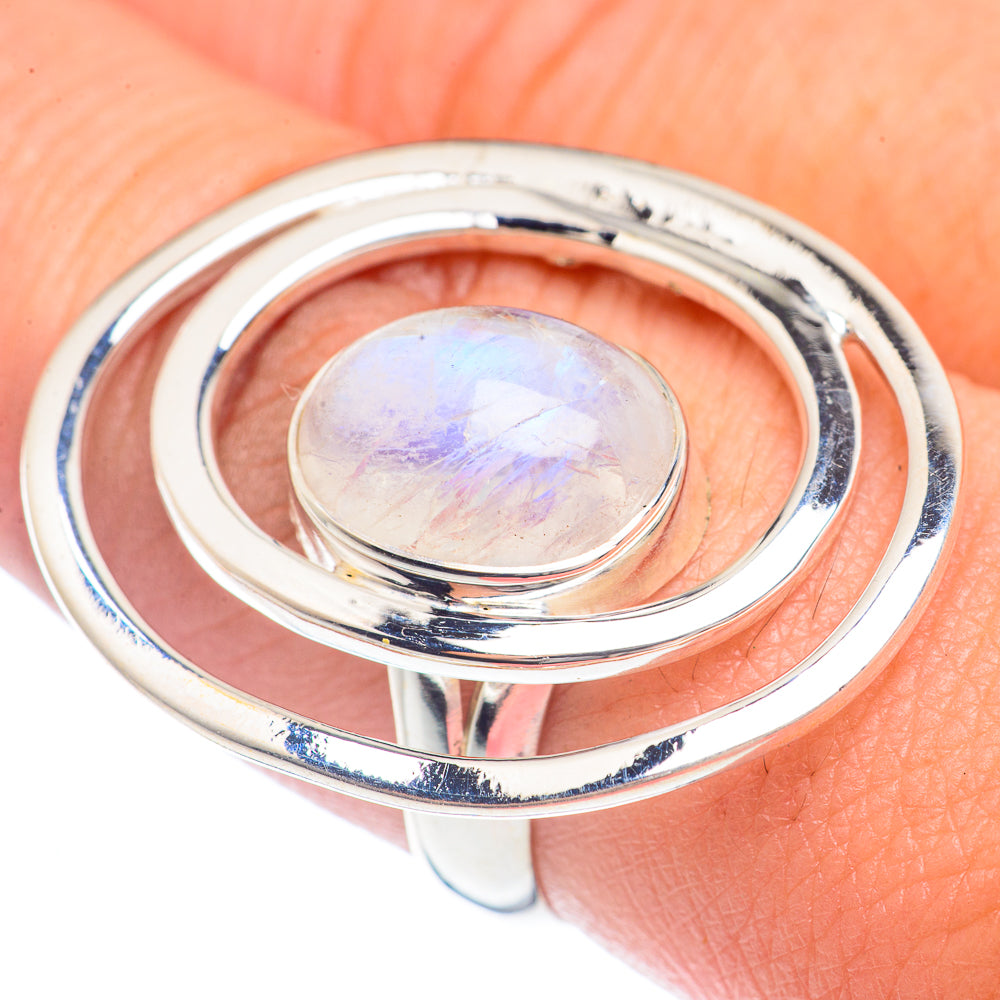 Rainbow Moonstone Rings handcrafted by Ana Silver Co - RING71749