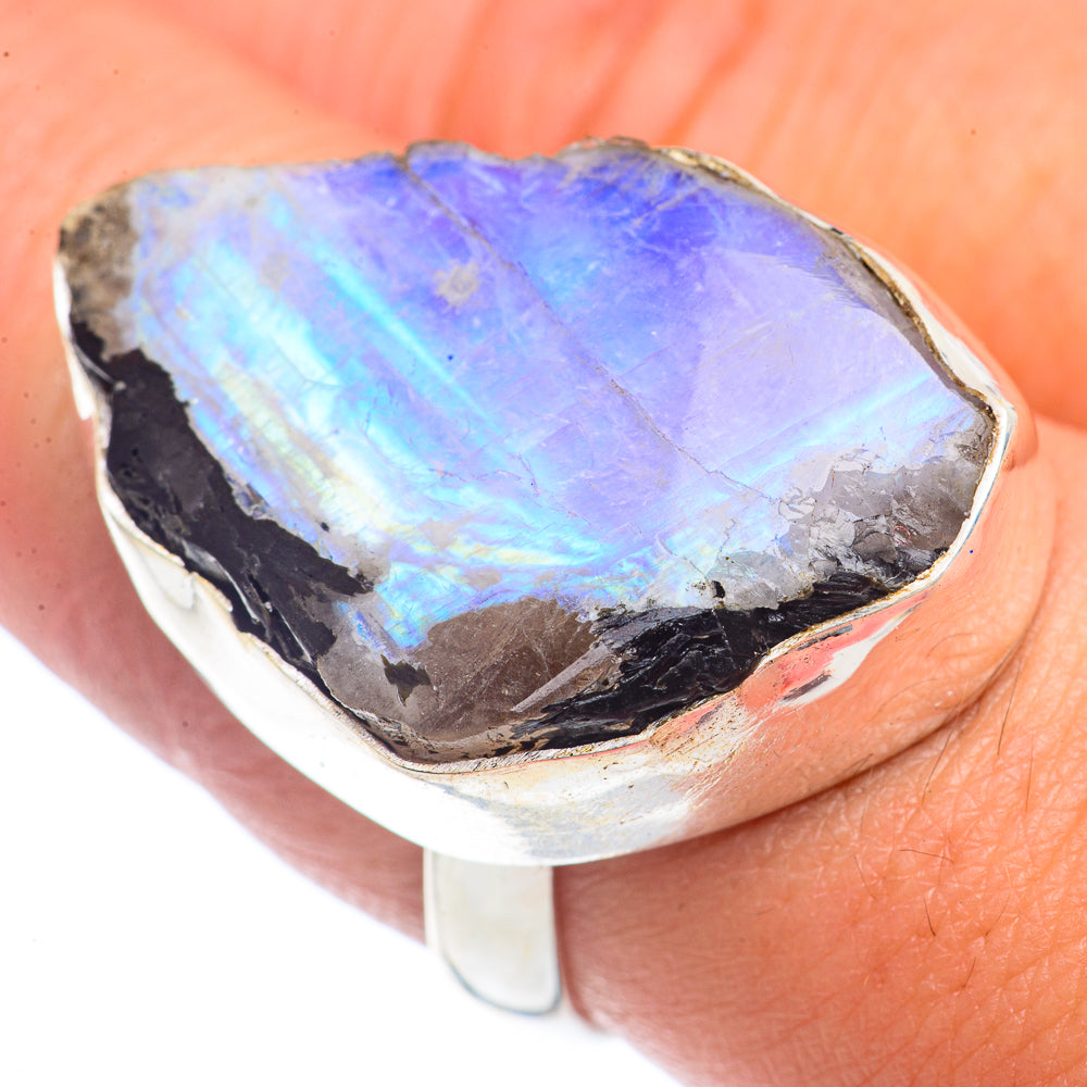 Rainbow Moonstone Rings handcrafted by Ana Silver Co - RING71750