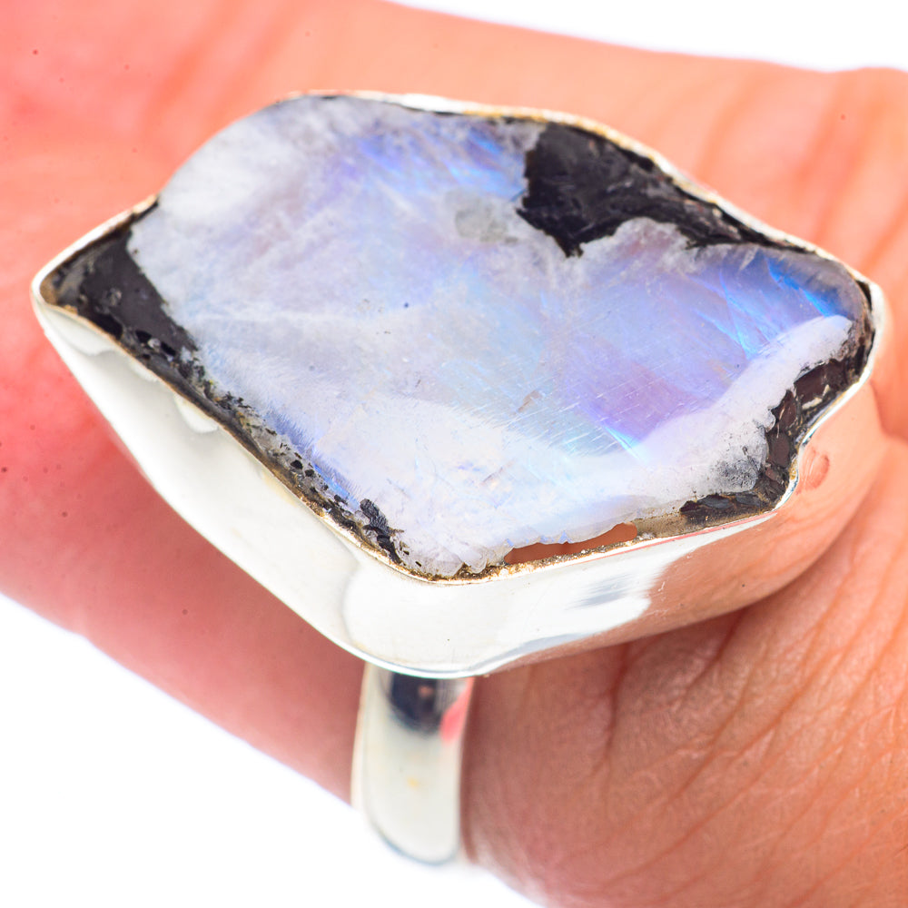 Rainbow Moonstone Rings handcrafted by Ana Silver Co - RING71798