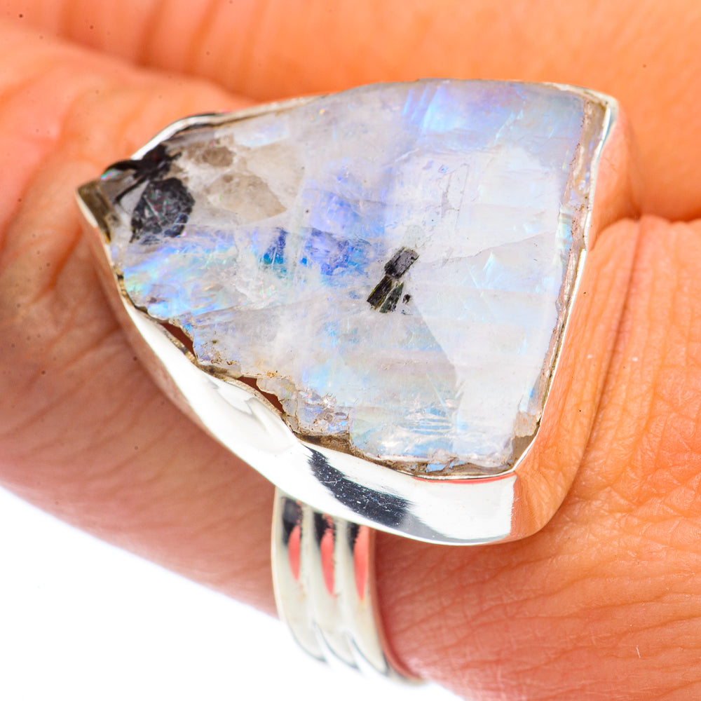 Rainbow Moonstone Rings handcrafted by Ana Silver Co - RING71801
