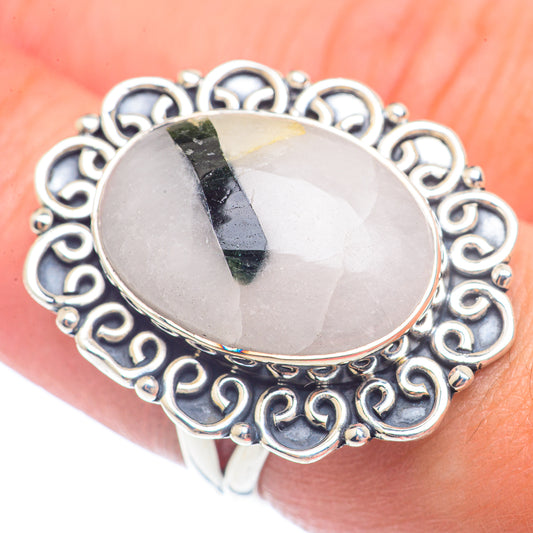 Green Tourmaline In Quartz Rings handcrafted by Ana Silver Co - RING71804