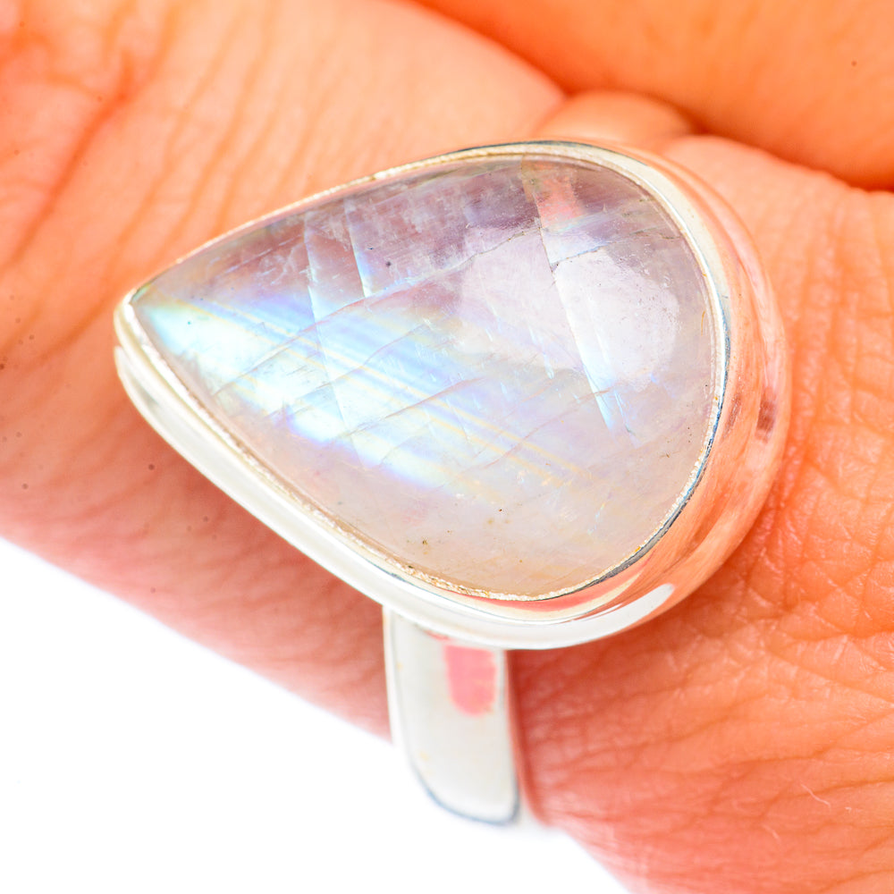 Rainbow Moonstone Rings handcrafted by Ana Silver Co - RING71842