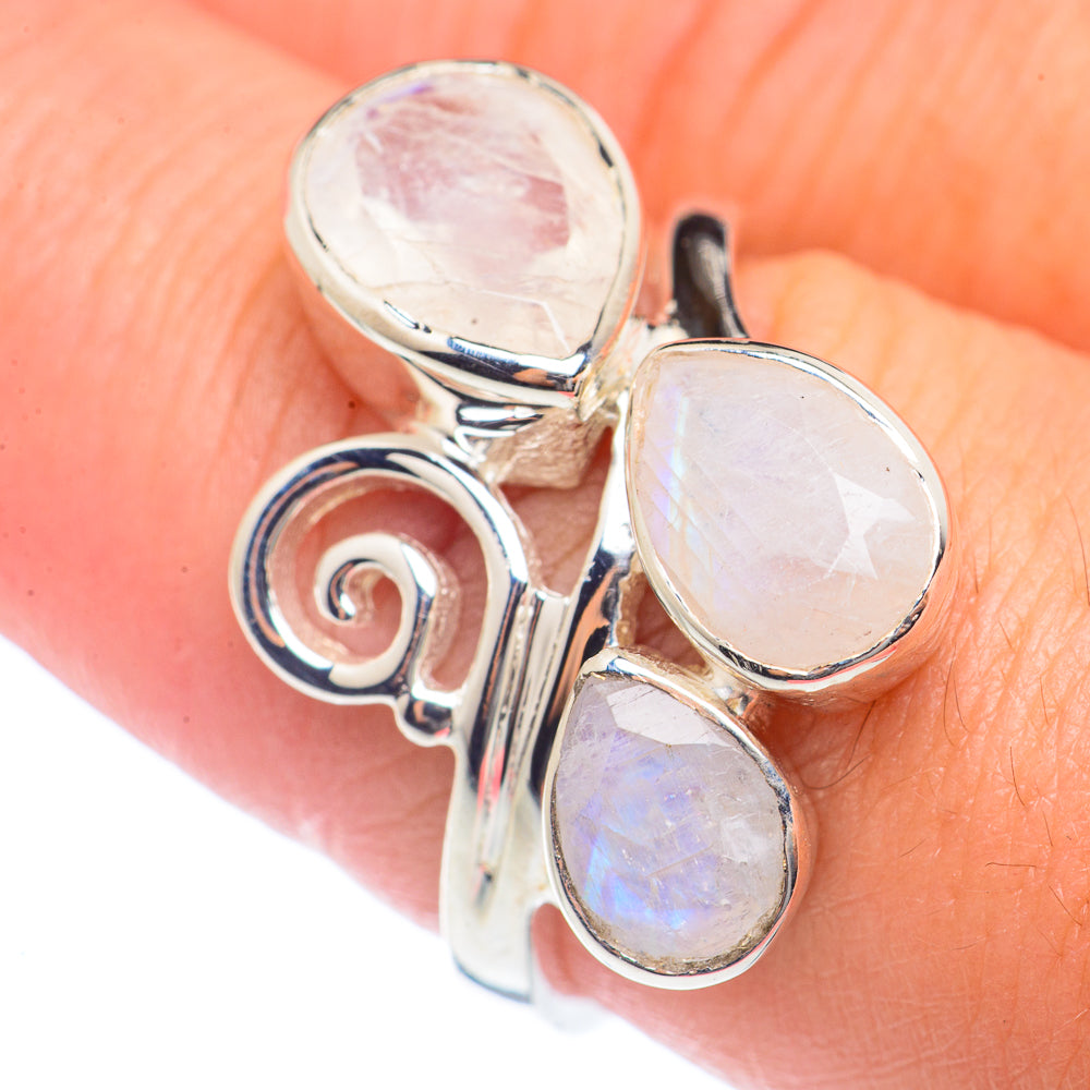Rainbow Moosntone Rings handcrafted by Ana Silver Co - RING71844