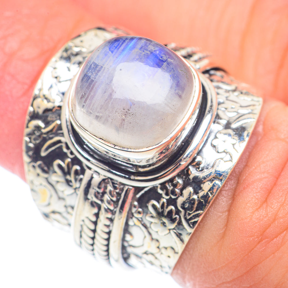 Rainbow Moonstone Rings handcrafted by Ana Silver Co - RING71845