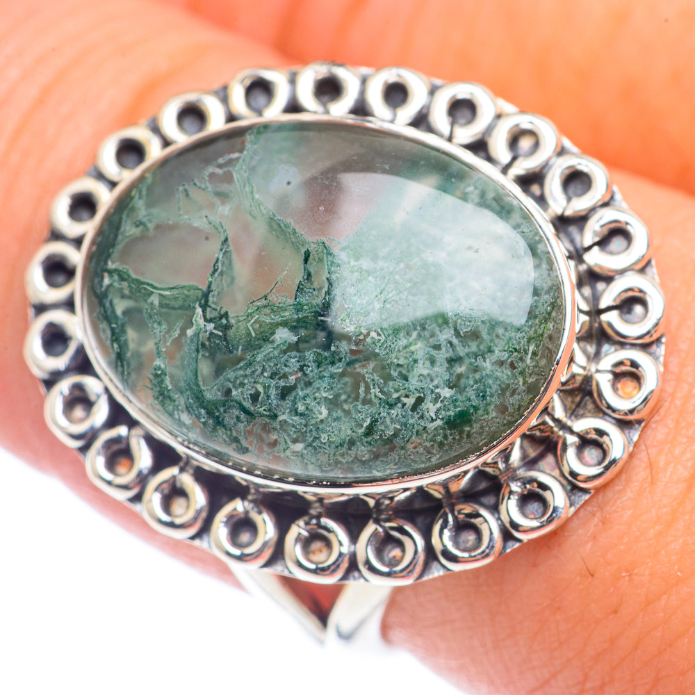 Green Moss Agate Rings handcrafted by Ana Silver Co - RING71860
