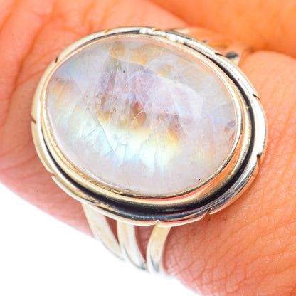 Rainbow Moonstone Rings handcrafted by Ana Silver Co - RING71883