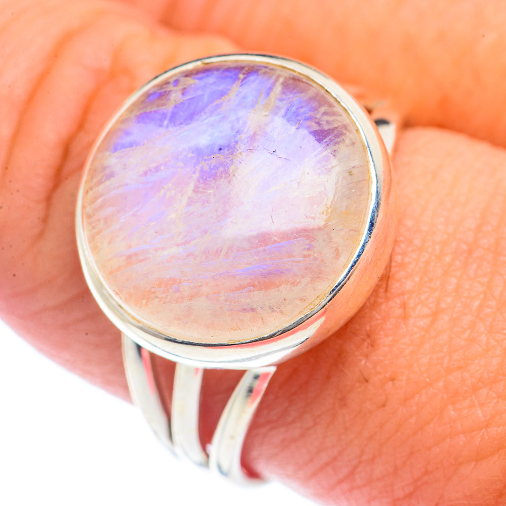 Rainbow Moonstone Rings handcrafted by Ana Silver Co - RING71884