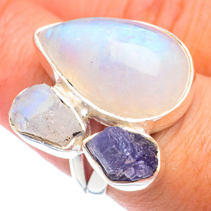 Rainbow Moonstone Rings handcrafted by Ana Silver Co - RING71885
