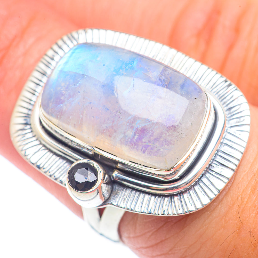 Rainbow Moonstone Rings handcrafted by Ana Silver Co - RING71886
