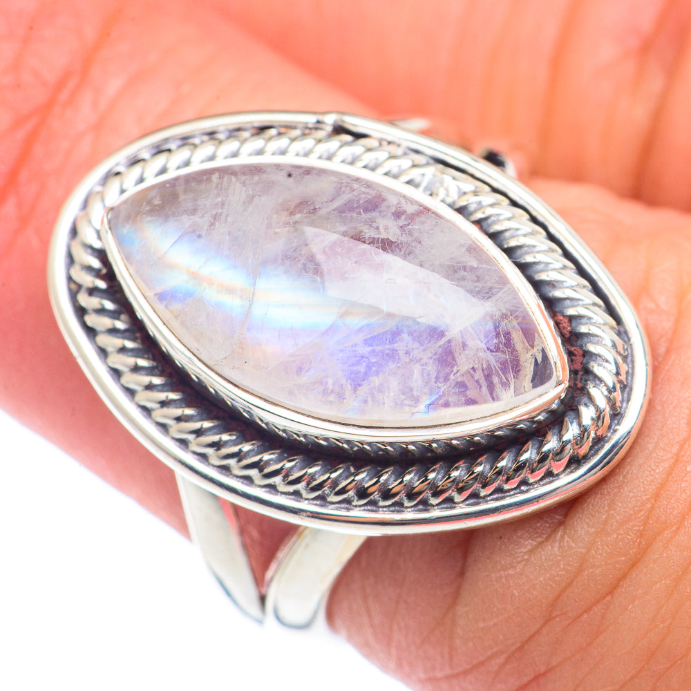 Rainbow Moonstone Rings handcrafted by Ana Silver Co - RING71887