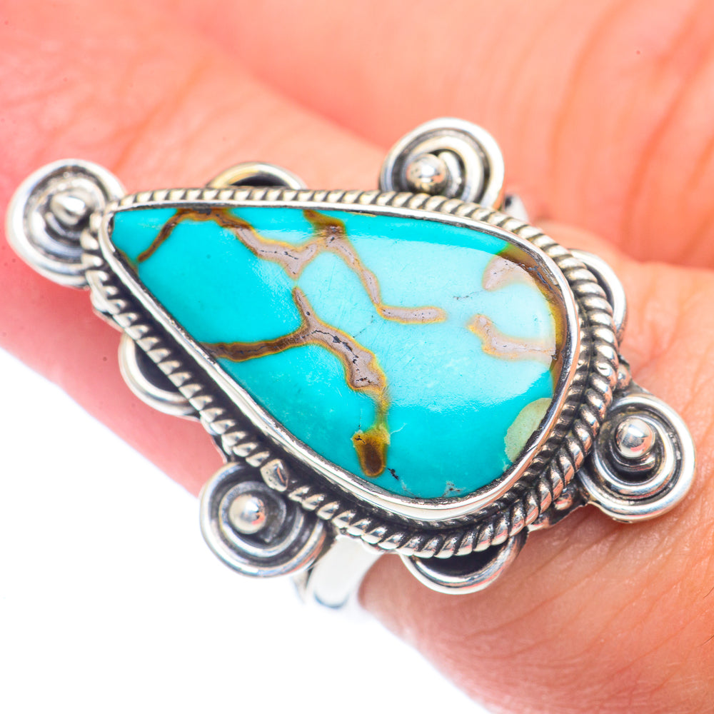 Blue Copper Composite Turquoise Rings handcrafted by Ana Silver Co - RING71896