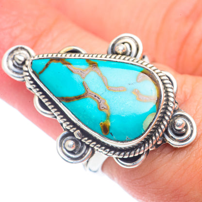 Blue Copper Composite Turquoise Rings handcrafted by Ana Silver Co - RING71896