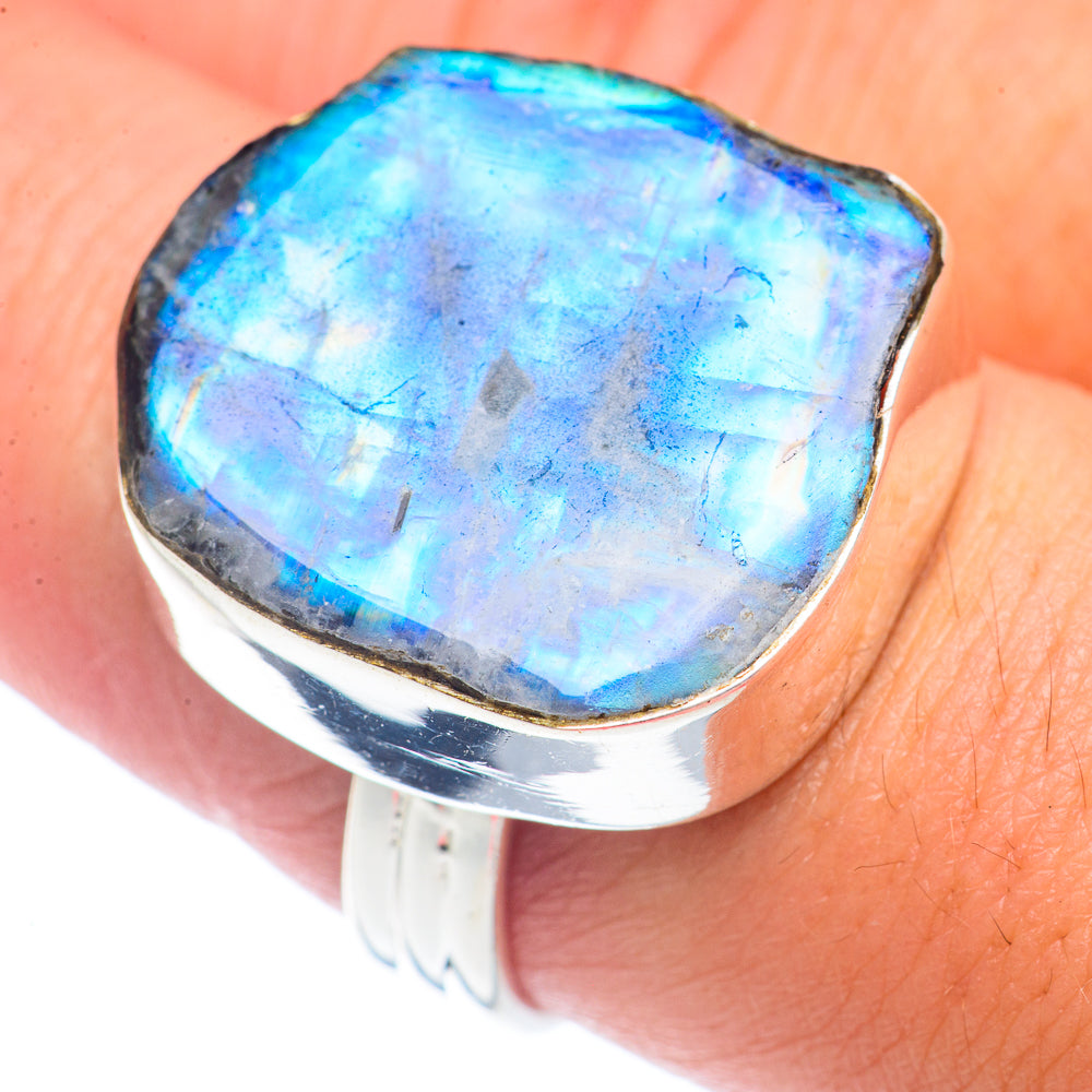 Rainbow Moonstone Rings handcrafted by Ana Silver Co - RING71922