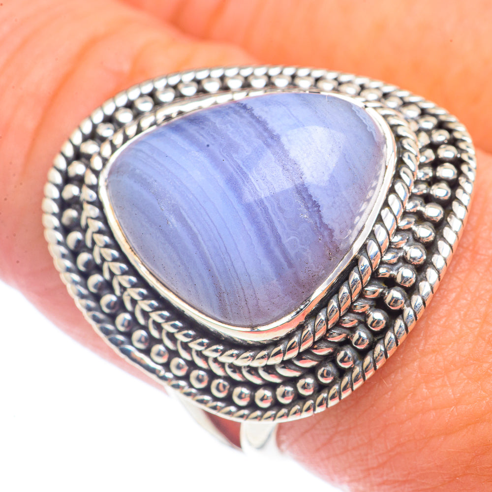 Blue Lace Agate Rings handcrafted by Ana Silver Co - RING71956