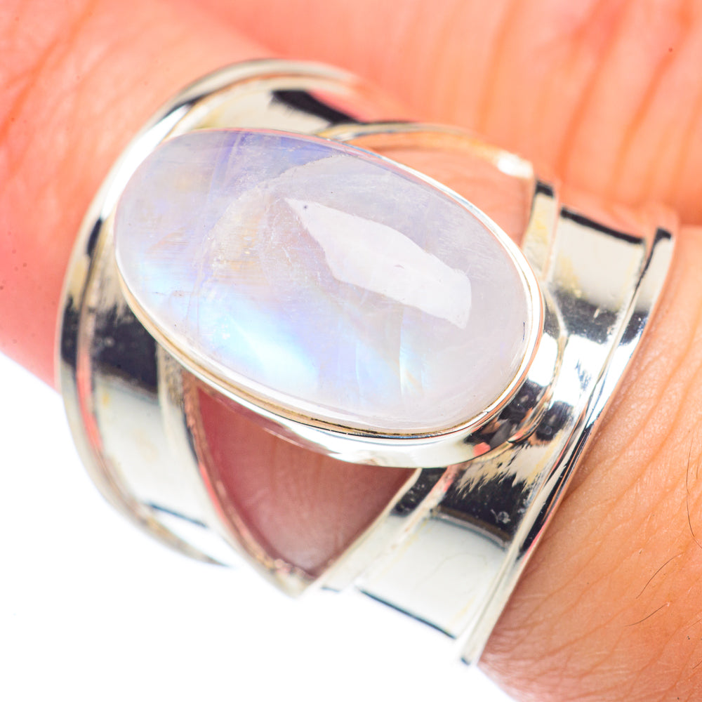 Rainbow Moonstone Rings handcrafted by Ana Silver Co - RING71957
