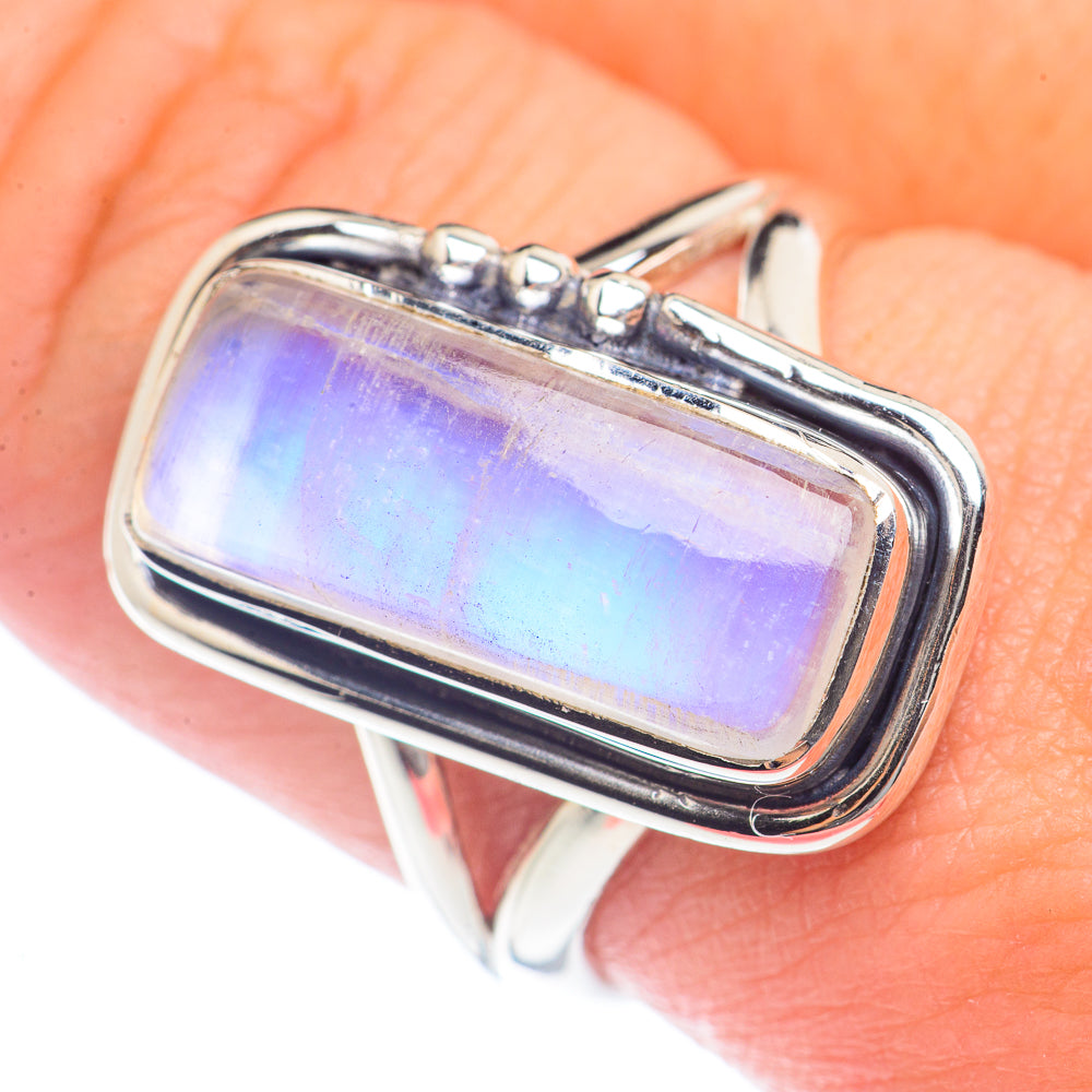 Rainbow Moonstone Rings handcrafted by Ana Silver Co - RING71958