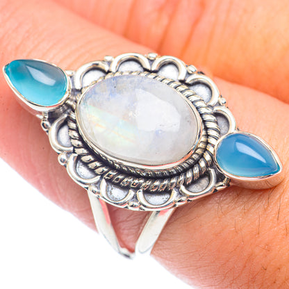 Rainbow Moonstone Rings handcrafted by Ana Silver Co - RING71962