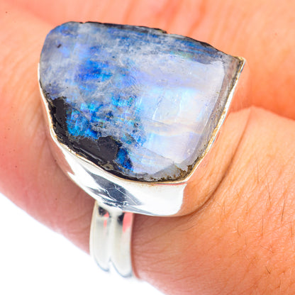 Rainbow Moonstone Rings handcrafted by Ana Silver Co - RING71987