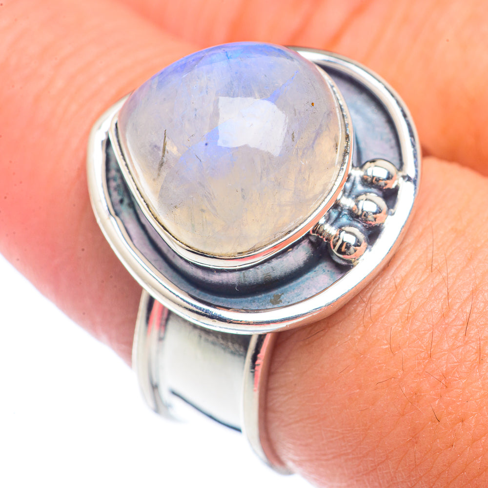 Rainbow Moonstone Rings handcrafted by Ana Silver Co - RING71988