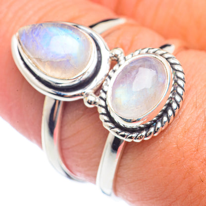 Rainbow Moonstone Rings handcrafted by Ana Silver Co - RING71991