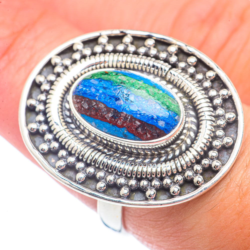 Rainbow Calsilica Rings handcrafted by Ana Silver Co - RING71993