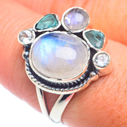 Rainbow Moonstone Rings handcrafted by Ana Silver Co - RING71995