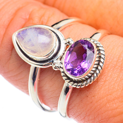 Rainbow Moonstone Rings handcrafted by Ana Silver Co - RING72057