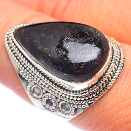 Black Agate Rings handcrafted by Ana Silver Co - RING72065