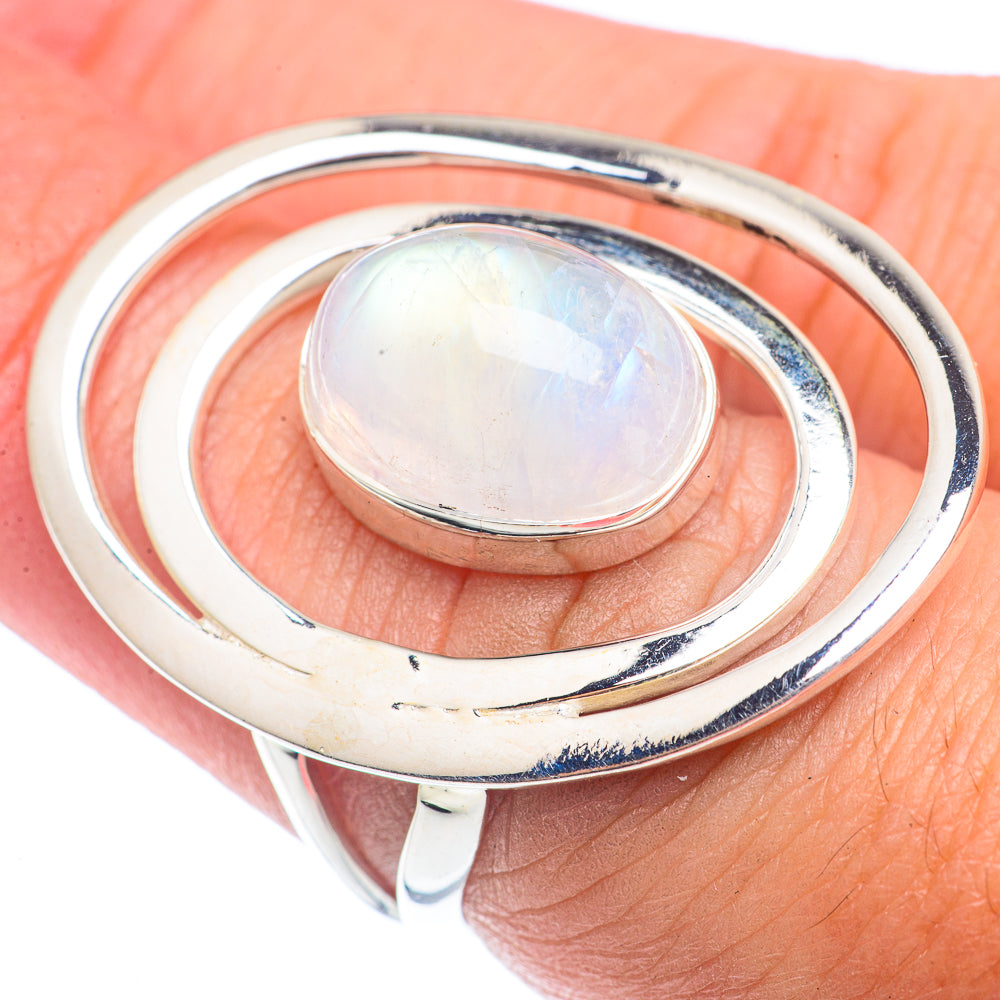 Rainbow Moonstone Rings handcrafted by Ana Silver Co - RING72069