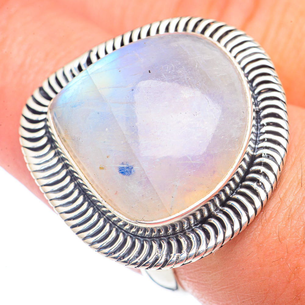 Rainbow Moonstone Rings handcrafted by Ana Silver Co - RING72070