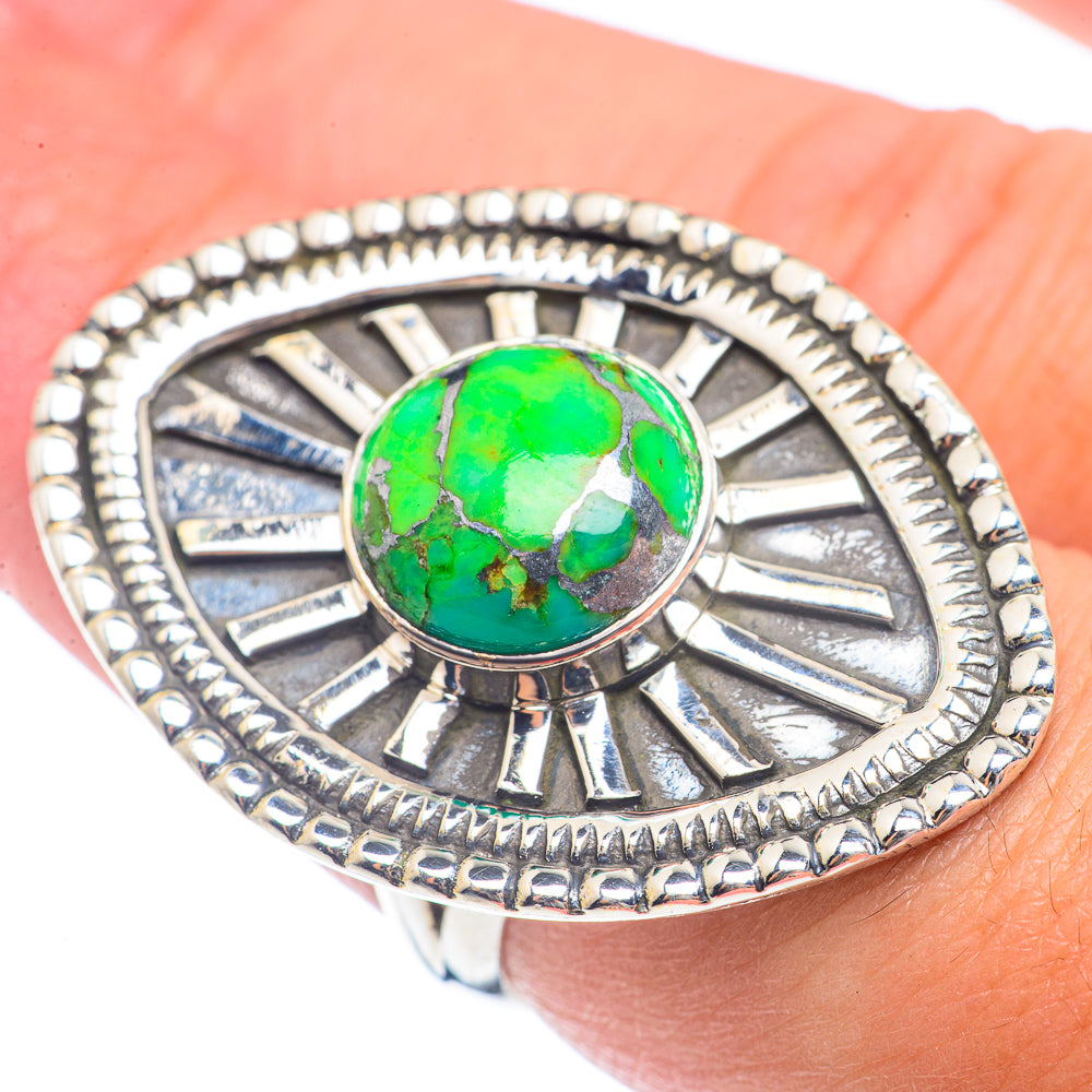 Green Copper Composite Turquoise Rings handcrafted by Ana Silver Co - RING72088