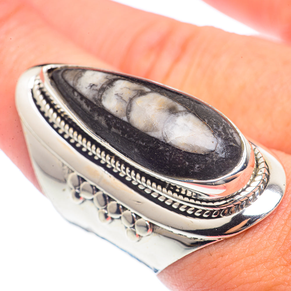Orthoceras Fossil Rings handcrafted by Ana Silver Co - RING72113