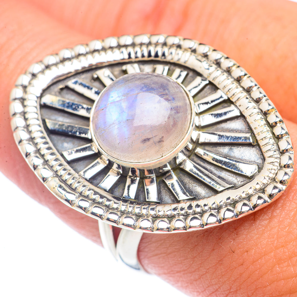 Rainbow Moonstone Rings handcrafted by Ana Silver Co - RING72117